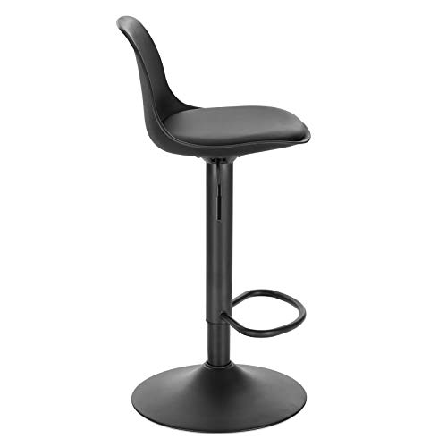 Lestarain 4X Taburetes Alto Cocina Regulable en Altura Taburetes de Bar con Respaldo Cuero Sintético+Plástico Sillas Altas Taburete Giratorio para Estudio, Trabajo, Oficina Negro