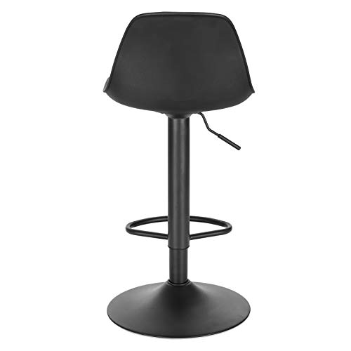 Lestarain 4X Taburetes Alto Cocina Regulable en Altura Taburetes de Bar con Respaldo Cuero Sintético+Plástico Sillas Altas Taburete Giratorio para Estudio, Trabajo, Oficina Negro