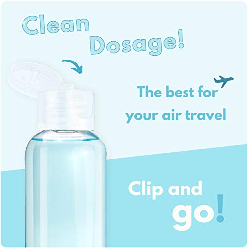 LG Luxury & Grace Pack 11 Botellas Flip-Top, 100 ml. Botes de Polietileno Transparente con Tapa de Cierre. Botellas Rellenables para Viajes, Higiene Personal y Aceites Esenciales.