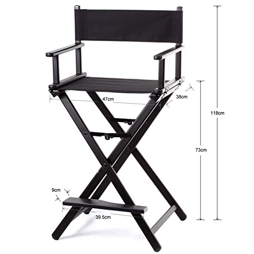 LGQ Silla De Artista De Maquillaje Profesional, Trabajo Pesado Silla De Director Plegable Silla De Maquillaje De Aluminio Plegable, Capacidad De Carga MáXima 300 Libras,Negro