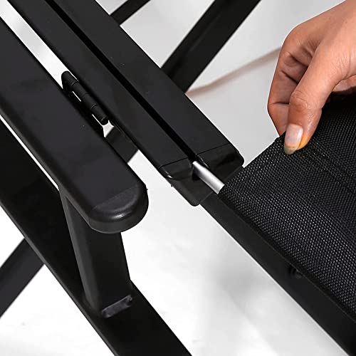 LGQ Silla De Artista De Maquillaje Profesional, Trabajo Pesado Silla De Director Plegable Silla De Maquillaje De Aluminio Plegable, Capacidad De Carga MáXima 300 Libras,Negro