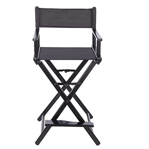 LGQ Silla De Artista De Maquillaje Profesional, Trabajo Pesado Silla De Director Plegable Silla De Maquillaje De Aluminio Plegable, Capacidad De Carga MáXima 300 Libras,Negro