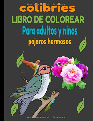 LIBRO PARA COLOREAR COLIBRIES: PARA ADULTOS Y NIÑOS PAJAROS HERMOSES,50 DISEÑOS