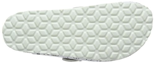 Lico Bioline Clog Print - pantuflas con forro Mujer, Blanco (Weiss/grau), 38 EU