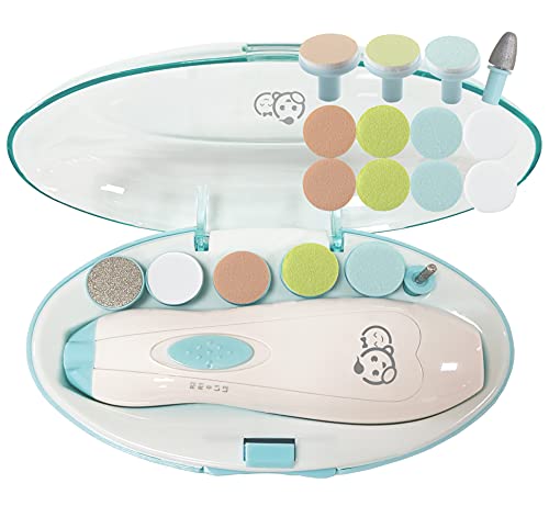 Lima de uñas para bebés - Royal Angels 20 en 1 cortaúñas eléctrico para bebés para uñas y dedos de los pies para recién nacidos y niños pequeños (BlancoAzul)