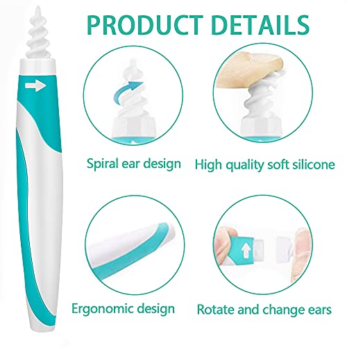 Limpiador de Oídos, Limpiador de Orejas Espiral en Segura,Soft Silicone Limpia Oidos con 16 Piezas de Repuesto Lavables Limpiador Oidos Kit de Herramientas, para niños y adultos.