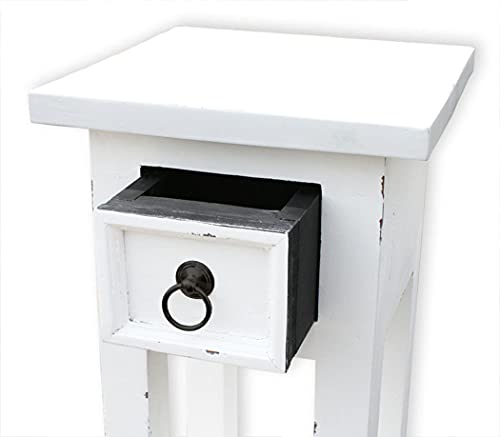 LioLiving®, Orkney 400016 - Mesa para teléfono (aspecto vintage, madera de caoba, color blanco)