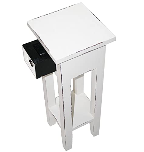 LioLiving®, Orkney 400016 - Mesa para teléfono (aspecto vintage, madera de caoba, color blanco)