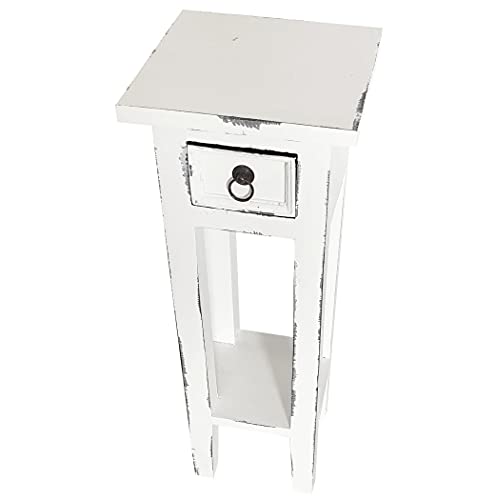 LioLiving®, Orkney 400016 - Mesa para teléfono (aspecto vintage, madera de caoba, color blanco)
