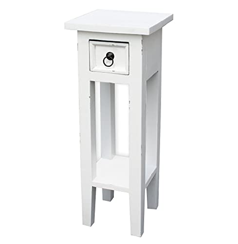 LioLiving®, Orkney 400016 - Mesa para teléfono (aspecto vintage, madera de caoba, color blanco)