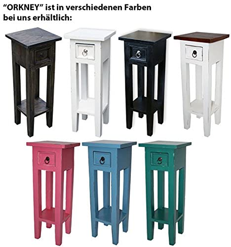 LioLiving®, Orkney 400016 - Mesa para teléfono (aspecto vintage, madera de caoba, color blanco)