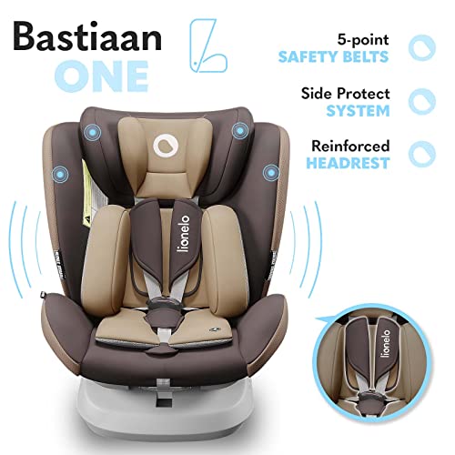 LIONELO Bastiaan One silla de coche bebe desde el nacimiento hasta los 36 kg, giratoria a 360 grados, Isofix Top Tether cinturón de seguridad de 5-puntos, Certificado TUV