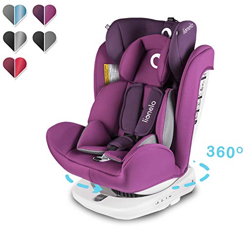 LIONELO Bastiaan Silla de coche Rotación de 360 grados 0-36 kg, Ajuste del respaldo, Almohadillas antideslizantes para el cinturón, Ajuste del reposacabezas de 7 puntos, SideProtect Sistema