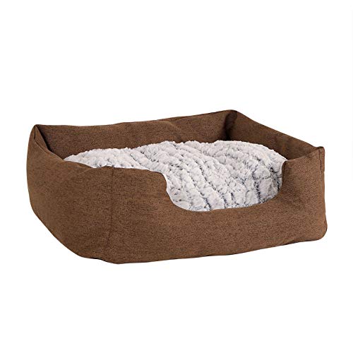 lionto by dibea Cama para perros con cojín reversible tela mezcla cómodo sofá (S) 60x50 cm Marrón