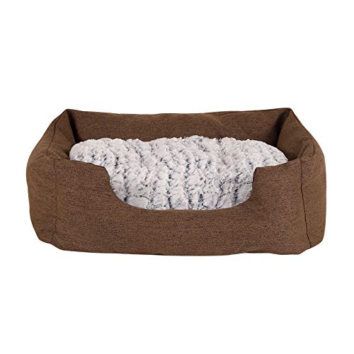 lionto by dibea Cama para perros con cojín reversible tela mezcla cómodo sofá (S) 60x50 cm Marrón