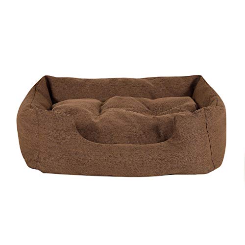 lionto by dibea Cama para perros con cojín reversible tela mezcla cómodo sofá (S) 60x50 cm Marrón