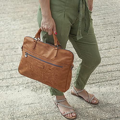 Lois - Bolso maletin Portatil para Trabajo Mujer. Portadocumentos Ordenador 15 6 Pulgadas. Piel PU de Marca LOIS. 302637, Color Camel