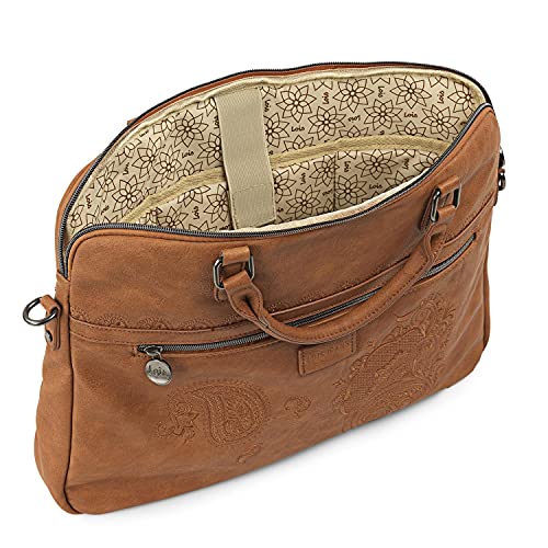 Lois - Bolso maletin Portatil para Trabajo Mujer. Portadocumentos Ordenador 15 6 Pulgadas. Piel PU de Marca LOIS. 302637, Color Camel