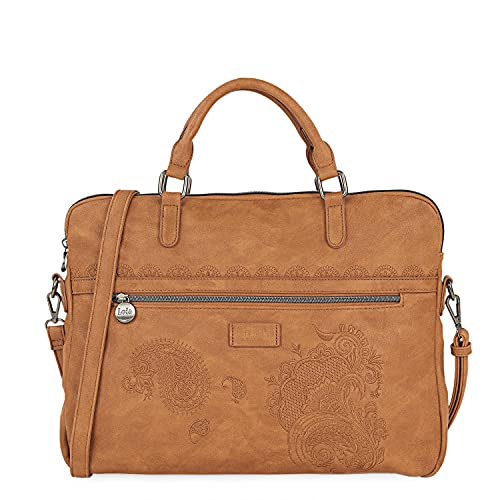 Lois - Bolso maletin Portatil para Trabajo Mujer. Portadocumentos Ordenador 15 6 Pulgadas. Piel PU de Marca LOIS. 302637, Color Camel