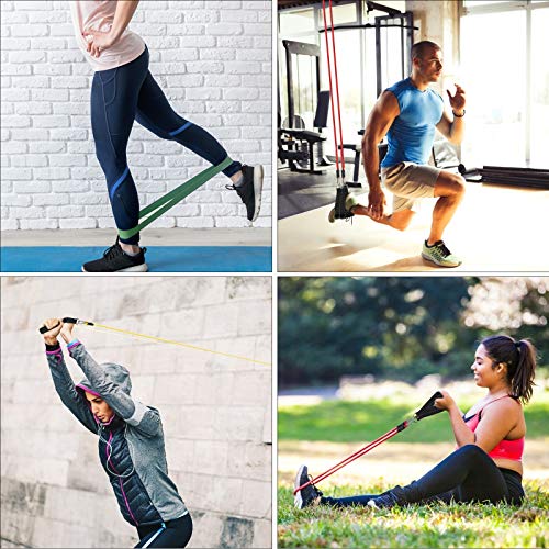 LOPOTIN 110pcs Juego de Cuerdas para Tirar de Fitness, Bandas Elasticas Musculacion, Set de Resistencia Tubo Látex, Bandas Ejercicio, Bandas Fitness para Yoga para CrossFit Culturismo Gimnasio en Casa