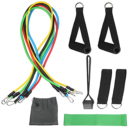LOPOTIN 110pcs Juego de Cuerdas para Tirar de Fitness, Bandas Elasticas Musculacion, Set de Resistencia Tubo Látex, Bandas Ejercicio, Bandas Fitness para Yoga para CrossFit Culturismo Gimnasio en Casa