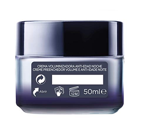 L'Oréal Paris Revitalift Filler Crema de Noche Revitalizante, Antiarrugas y Volumen, Anti-edad, Con Ácido Hialurónico, 50 ml