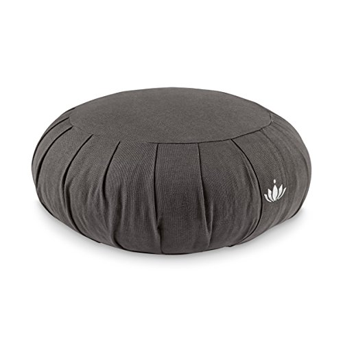 Lotuscrafts Cojin Zafu Meditación Yoga Zen - Altura 15 cm - Relleno de Espelta - Cubierta en Algodon Lavable- Cojin Yoga Zafu - Cojin Suelo Redondo - Meditation Cushion - Certificado Gots