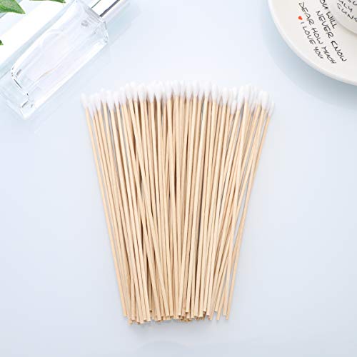 Lurrose 200pcs hisopos de algodón de 6 pulgadas con mangos de madera de algodón palo de algodón en la punta del aplicador uso múltiple para la oficina en casa
