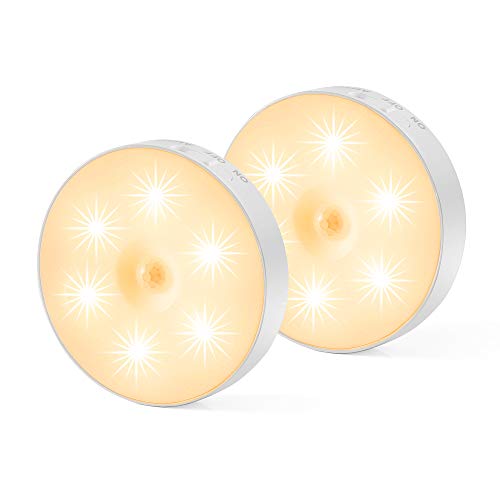 Luz Nocturna Sensor Movimiento Armario, Cobiz 2 piezas Lámpara Nocturna Recargable con 3 Modo, Luces De Noche Ideal para Pasillo Escalera Sótano Cocina Garaje Dormitorio Baño