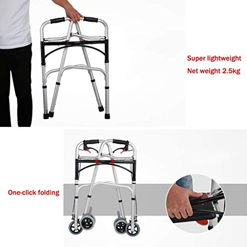 LXLH Andador con Silla con Inodoro, Andador para Adultos Andador portátil de Altura Ajustable con Asiento de Inodoro Acolchado para Personas Mayores