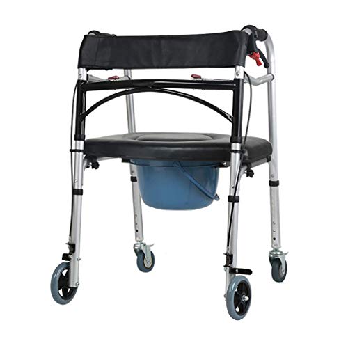 LXLH Andador con Silla con Inodoro, Andador para Adultos Andador portátil de Altura Ajustable con Asiento de Inodoro Acolchado para Personas Mayores