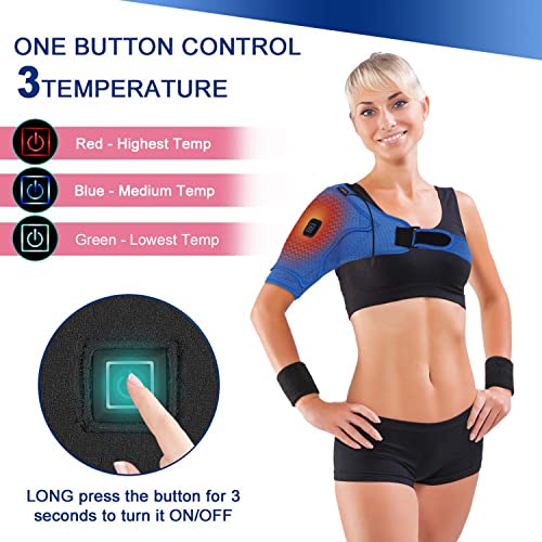 M-TOP Almohadilla Térmica Eléctrica Portátil USB, Vendaje de Soporte de Hombro de Neopreno Ajustable para Lesiones, Hombreras Ajustables para Aliviar El Dolor de Los Músculos(Size:L)