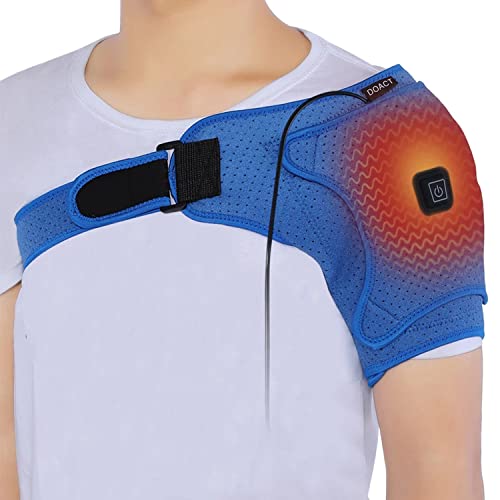 M-TOP Almohadilla Térmica Eléctrica Portátil USB, Vendaje de Soporte de Hombro de Neopreno Ajustable para Lesiones, Hombreras Ajustables para Aliviar El Dolor de Los Músculos(Size:L)