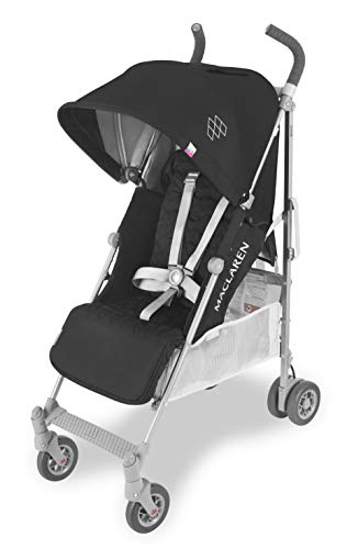 Maclaren Quest silla de paseo tipo paraguas compacto y ligero, Para niños de recién nacidos hasta 25 kg, capota extensible con factor UPF 50+, asiento reclinable, Incluye protector para la lluvia