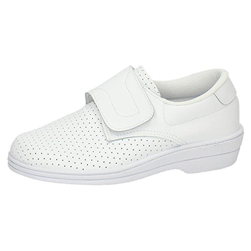 MADE IN SPAIN 18793 Zueco DE Piel Velcro Mujer Calzado Trabajo Blanco 38