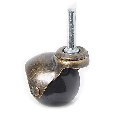Magiin 4pcs Rueda de Bola para Muebles Ruedita de Bolas de Cobre Antiguo con Vástago de Montaje Tipo Zócalo de 8x38 mm Giratoria de 360 Grados para Sillas Sofá Bancos Reposapiés