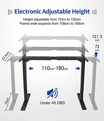 MAIDeSITe Mesa Ajustable Altura eléctrica Escritorio Regulable en Altura Motor Dual Escritorio de pie 4 Controlador de Memoria Digital Marco de Escritorio de pie con (Negro)