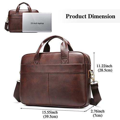 Maletín Mensajero de Piel Vacuno Genuino Bolso Hombre Bandolera 14 Pulgadas Bolso Hecho a Mano de Trabajo/Negocios/Viaje