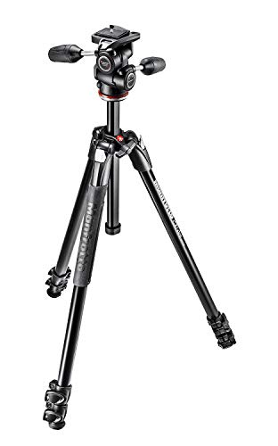 Manfrotto 290 Xtra - Kit trípode de 3 secciones y rótula 3 Way (aluminio), Negro