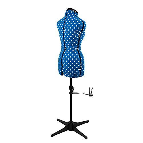 Maniqui Costura Ajustable Lunares Azul Claro 8-Partes | Pequeño (S) [Talla EUR 38 a 44]