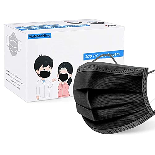 MaNMaNing Niños Infantil Negro Mascarillas con Elástico 100 Unidades para Los Oídos NM100