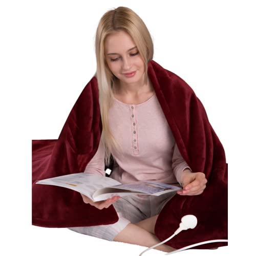 Manta Eléctrica grande 180 x 130 cm Bicolor 6 niveles Bajo Consumo 160W Desconexión automática Mando extraible Lavable