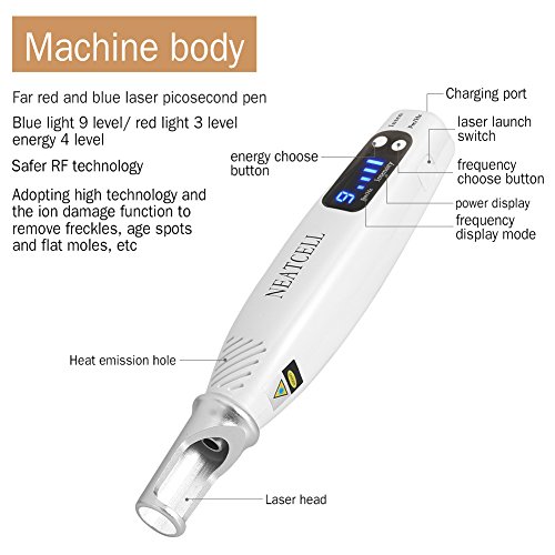 Máquina para eliminar manchas lunares, Eliminar tatuajes cicatriz Mole Pecas con gafas 9 tipos de frecuencia de trabajo(EU)