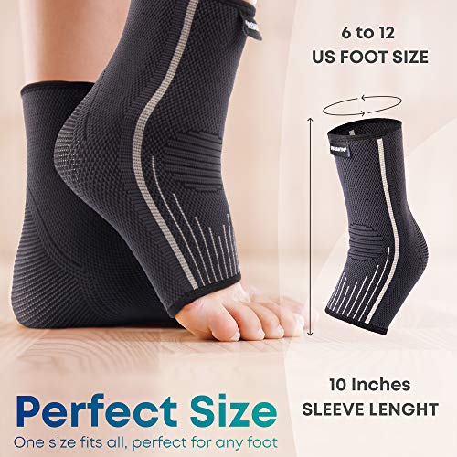 Marakym Premium Compression Calcetines para hombres y mujeres - Envoltura médica de compresión para el tobillo - Mangas de soporte para la prevención de lesiones y el alivio del dolor - Paquete de 2