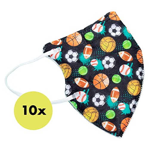 MARARDI Mascarillas FFP2 [Pack 10 Piezas] Homologadas [Deportes] Alta Filtración [Talla Pequeña] con Pinza Nasal Ajustables Plegables [No Reutilizables] Desechables 5 Capas Bolsa Individual