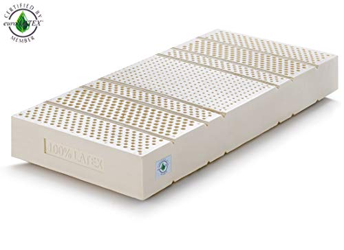 Marcapiuma – Colchón individual de látex 90 x 190 x 20 cm – SEVENLIFE 20 – Rigidez H2 Medio 7 zonas 100% látex ergonómico – Revestimiento Silver desenfundable antiácaros transpirable 100%