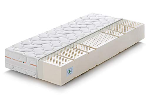 Marcapiuma – Colchón individual de látex 90 x 190 x 20 cm – SEVENLIFE 20 – Rigidez H2 Medio 7 zonas 100% látex ergonómico – Revestimiento Silver desenfundable antiácaros transpirable 100%