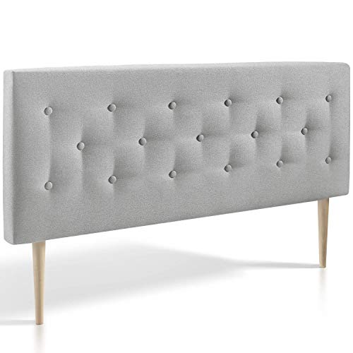marckonfort Cabecero tapizado Oslo 150X100, capitone en Tela Gris