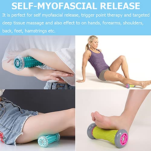 Masajeador de Pies Rodillo Masaje Muscular Masajeador Pies para la Fascitis Plantar Recuperación Reflexología de Acupresión Rulo Masaje Muscular Maseajador de Manos Piernas Espalda Muñecas Juego de 2