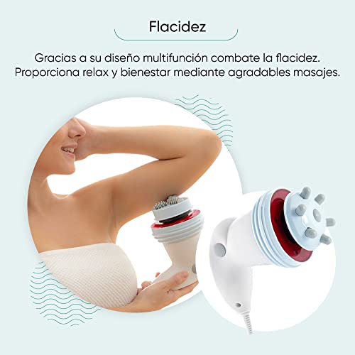 Masajeador eléctrico anticelulitico masajeadores pies | espalda | piernas | cervical | cuello Cinco cabezales + Efecto Calor por Infrarojos, anti-celulitis, flacidez y recuperación muscular